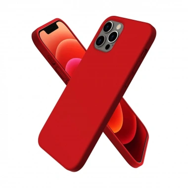 Mey İthalat®  iPhone 12 Pro Max Kılıf First Silikon - Koyu Kırmızı