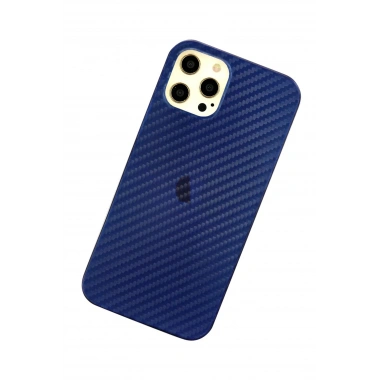 Mey İthalat® iPhone 12 Pro Max Kılıf Karbon PP Silikon - Mavi