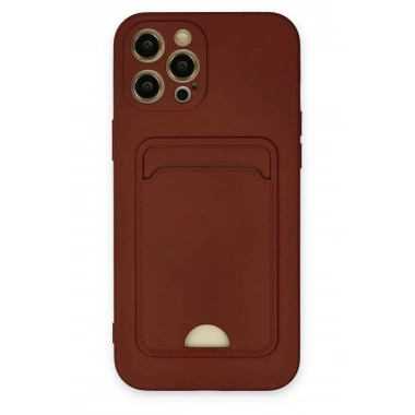 Mey İthalat®  iPhone 12 Pro Max Kılıf Kelvin Kartvizitli Silikon - Bordo