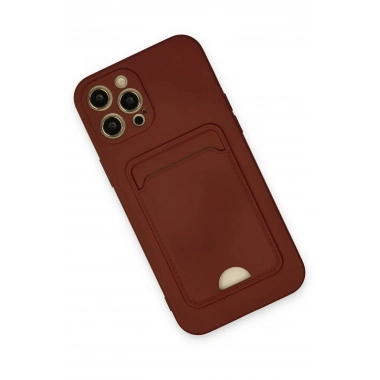 Mey İthalat®  iPhone 12 Pro Max Kılıf Kelvin Kartvizitli Silikon - Bordo