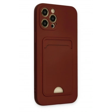 Mey İthalat®  iPhone 12 Pro Max Kılıf Kelvin Kartvizitli Silikon - Bordo