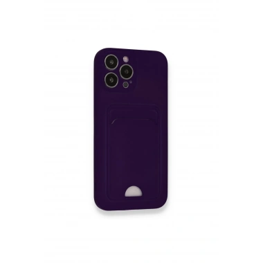 Mey İthalat®  iPhone 12 Pro Max Kılıf Kelvin Kartvizitli Silikon - Derin Mor
