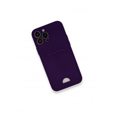 Mey İthalat®  iPhone 12 Pro Max Kılıf Kelvin Kartvizitli Silikon - Derin Mor