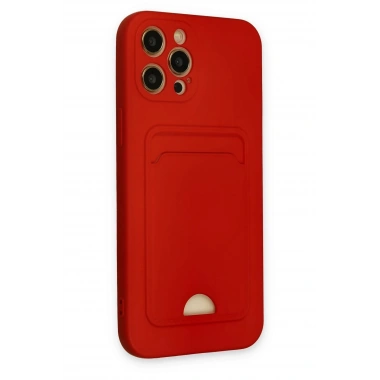 Mey İthalat®  iPhone 12 Pro Max Kılıf Kelvin Kartvizitli Silikon - Kırmızı
