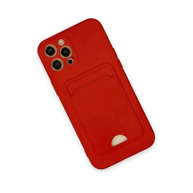 Mey İthalat®  iPhone 12 Pro Max Kılıf Kelvin Kartvizitli Silikon - Kırmızı