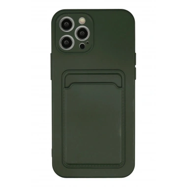 Mey İthalat®  iPhone 12 Pro Max Kılıf Kelvin Kartvizitli Silikon - Koyu Yeşil