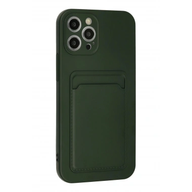 Mey İthalat®  iPhone 12 Pro Max Kılıf Kelvin Kartvizitli Silikon - Koyu Yeşil