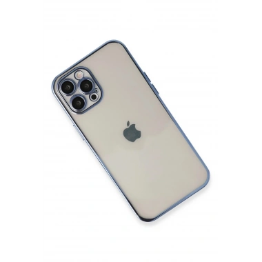 Mey İthalat®  iPhone 12 Pro Max Kılıf  Lensli Silikon - Açık Mavi