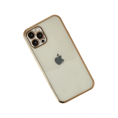 Mey İthalat®  iPhone 12 Pro Max Kılıf  Lensli Silikon - Gold