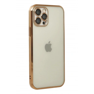 Mey İthalat®  iPhone 12 Pro Max Kılıf  Lensli Silikon - Gold