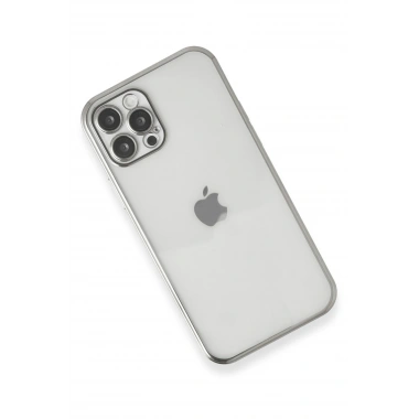 Mey İthalat®  iPhone 12 Pro Max Kılıf  Lensli Silikon - Gümüş