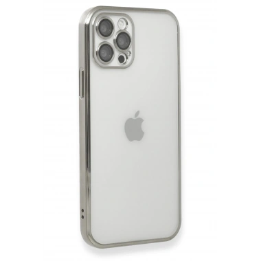 Mey İthalat®  iPhone 12 Pro Max Kılıf  Lensli Silikon - Gümüş