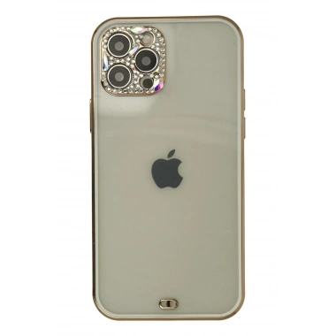 Mey İthalat® iPhone 12 Pro Max Kılıf Liva Taşlı Silikon - Beyaz