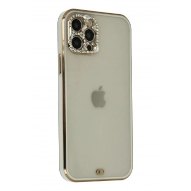 Mey İthalat® iPhone 12 Pro Max Kılıf Liva Taşlı Silikon - Beyaz