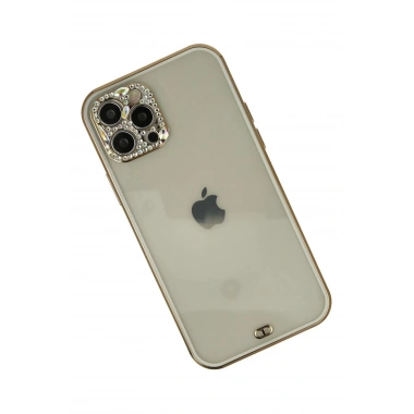 Mey İthalat® iPhone 12 Pro Max Kılıf Liva Taşlı Silikon - Beyaz