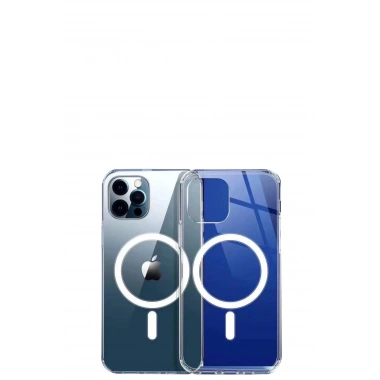 Mey İthalat®  iPhone 12 Pro Max Kılıf Magneticsafe Şeffaf Silikon - Şeffaf