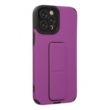 Mey İthalat®  iPhone 12 Pro Max Kılıf Mega Standlı Silikon - Mor