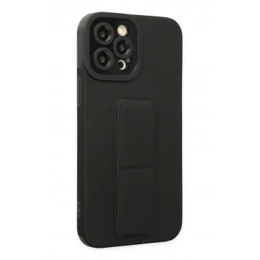 Mey İthalat® iPhone 12 Pro Max Kılıf Mega Standlı Silikon - Siyah