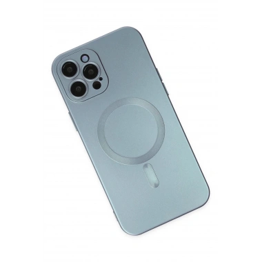 Mey İthalat®  iPhone 12 Pro Max Kılıf Moshi Lens Magneticsafe Silikon - Sierra Blue