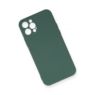 Mey İthalat®  iPhone 12 Pro Max Kılıf Nano içi Kadife Silikon - Koyu Yeşil