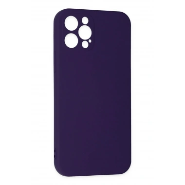 Mey İthalat®  iPhone 12 Pro Max Kılıf Nano içi Kadife Silikon - Mor