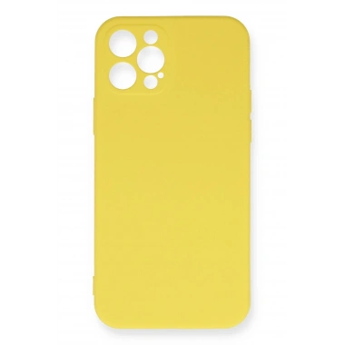 Mey İthalat®  iPhone 12 Pro Max Kılıf Nano içi Kadife Silikon - Sarı