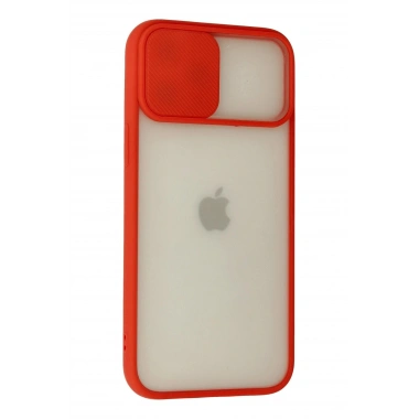 Mey İthalat® iPhone 12 Pro Max Kılıf Palm Buzlu Kamera Sürgülü Silikon - Kırmızı