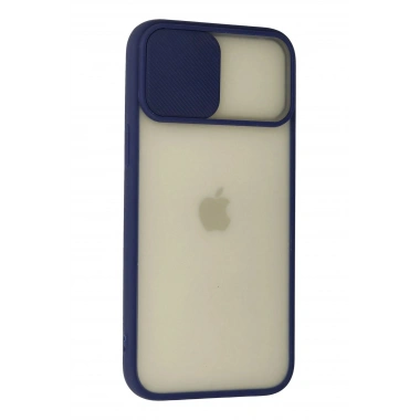 Mey İthalat® iPhone 12 Pro Max Kılıf Palm Buzlu Kamera Sürgülü Silikon - Lacivert