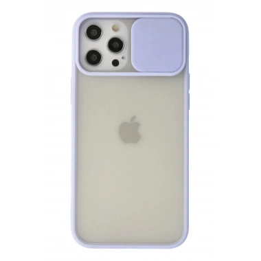 Mey İthalat®  iPhone 12 Pro Max Kılıf Palm Buzlu Kamera Sürgülü Silikon - Lila