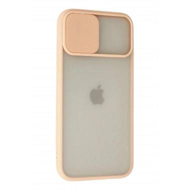 Mey İthalat®  iPhone 12 Pro Max Kılıf Palm Buzlu Kamera Sürgülü Silikon - Pembe