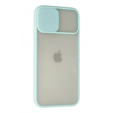 Mey İthalat® iPhone 12 Pro Max Kılıf Palm Buzlu Kamera Sürgülü Silikon - Turkuaz