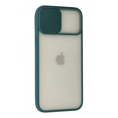 Mey İthalat®  iPhone 12 Pro Max Kılıf Palm Buzlu Kamera Sürgülü Silikon - Yeşil