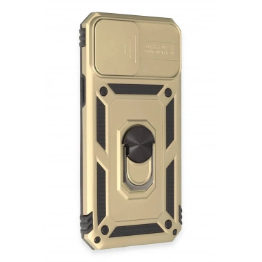 Mey İthalat®  iPhone 12 Pro Max Kılıf Pars Lens Yüzüklü Silikon - Gold