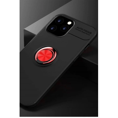 Mey İthalat® iPhone 12 Pro Max Kılıf Range Yüzüklü Silikon - Siyah-Kırmızı