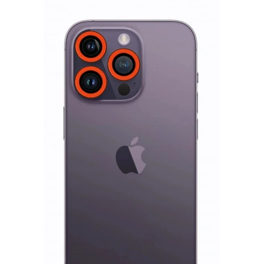 Mey İthalat® iPhone 12 Pro Max Neon Fosforlu Kamera Lens - Turuncu