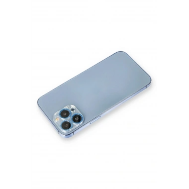 Mey İthalat®  iPhone 12 Pro Max Shine Kamera Lens Koruma Cam - Mavi