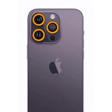 Mey İthalat®  iPhone 12 Pro Neon Fosforlu Kamera Lens - Sarı