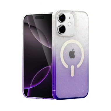 Mey İthalat®   iPhone 12 Pummel Shiny Magsafe Kapak - Mor