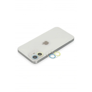 Mey İthalat® iPhone 12 Renkli Kamera Lens Koruma Cam - Sarı-Mavi