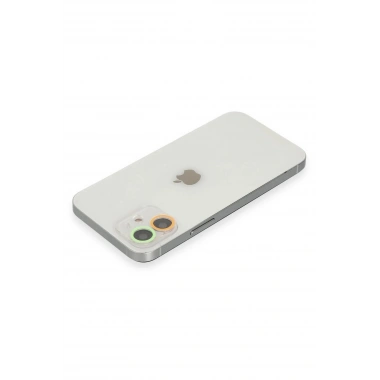 Mey İthalat® iPhone 12 Renkli Kamera Lens Koruma Cam - Turuncu-Yeşil