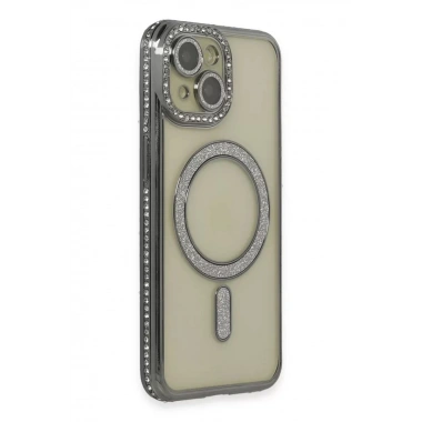 Mey İthalat®   iPhone 13 Kılıf Joke Simli Magneticsafe Kılıf - Gri