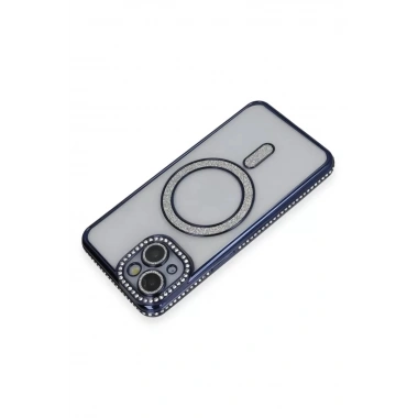 Mey İthalat®   iPhone 13 Kılıf Joke Simli Magneticsafe Kılıf - Lacivert