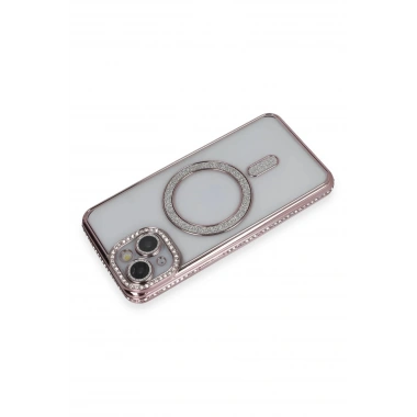 Mey İthalat®  iPhone 13 Kılıf Joke Simli Magneticsafe Kılıf - Pembe