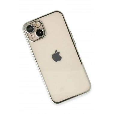 Mey İthalat®  iPhone 13 Kılıf  Lensli Silikon - Gümüş