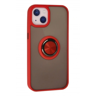 Mey İthalat®  iPhone 13 Kılıf Montreal Yüzüklü Silikon Kapak - Kırmızı