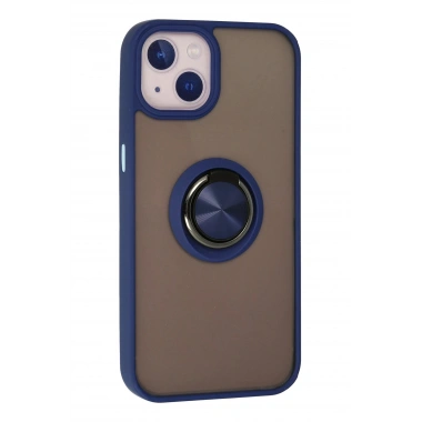 Mey İthalat®  iPhone 13 Kılıf Montreal Yüzüklü Silikon Kapak - Lacivert