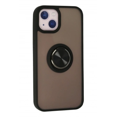 Mey İthalat®  iPhone 13 Kılıf Montreal Yüzüklü Silikon Kapak - Siyah