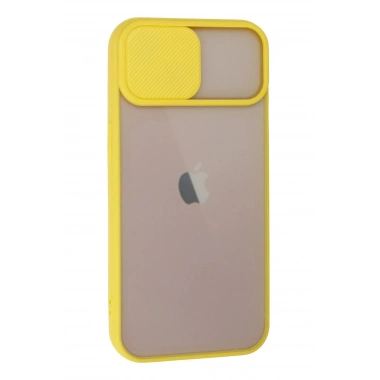 Mey İthalat® iPhone 13 Kılıf Palm Buzlu Kamera Sürgülü Silikon - Sarı