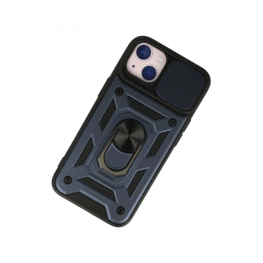Mey İthalat®  iPhone 13 Kılıf Pars Lens Yüzüklü Silikon - Lacivert