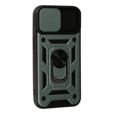 Mey İthalat®  iPhone 13 Kılıf Pars Lens Yüzüklü Silikon - Yeşil